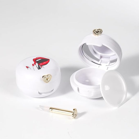 2 Pack Lip Balm Containers,Plastic Portable Empty Lip Balm Container with Mirror and Silicone Lip,Empty Lipstick Dispenser Box for Travel,Home-Velvo Beauty