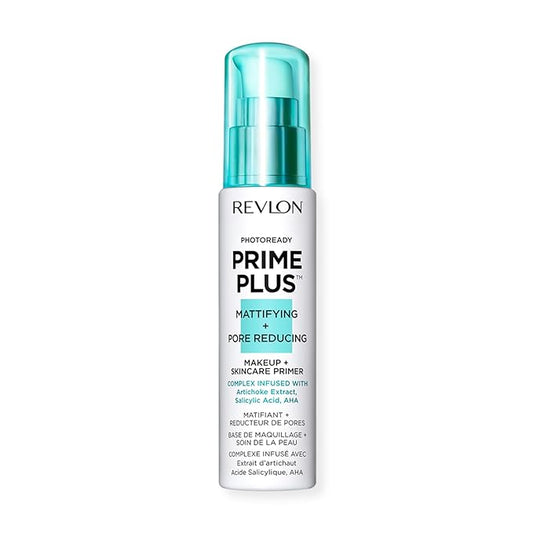 Revlon Face Primer, PhotoReady Prime Plus Face Makeup for All Skin Types, Blurs & Fills in Fine Lines, Infused with Salicylic Acid and AHA, Mattifying & Pore Reducing, 1 Oz-Velvo Beauty