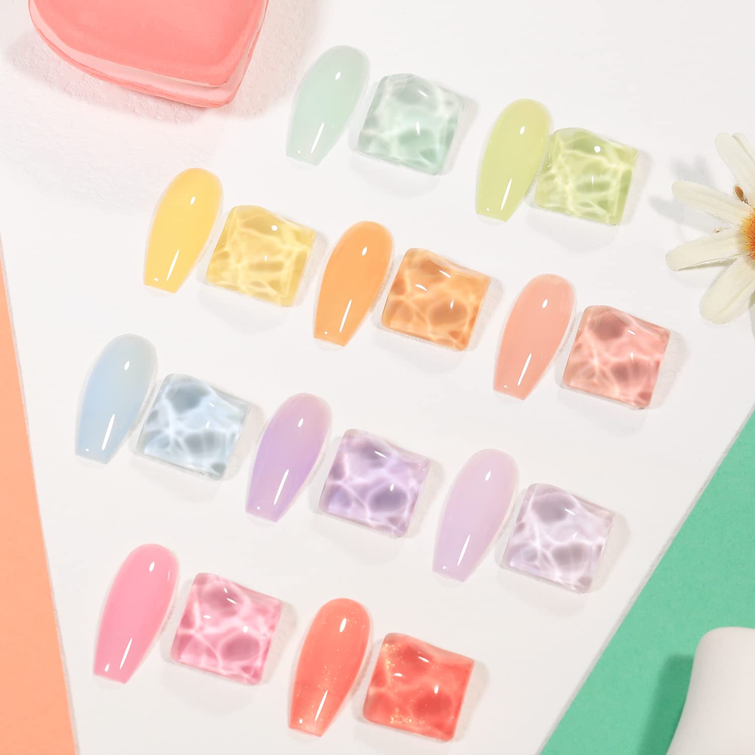 Jelly Pastel Gel Nail Polish Set 10Pcs Candy Colors Collection,Translucent Spring Summer nail gel polish Manicure at Home DIY Easter Mother's Day Gifts-Velvo Beauty