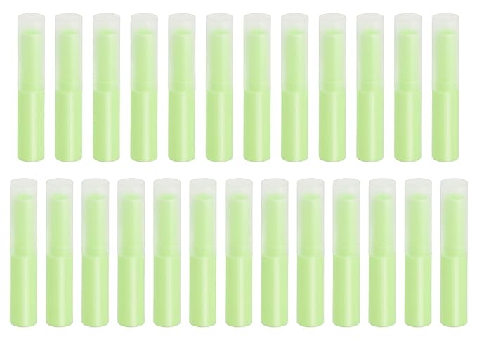 0.14oz Empty Flavored Lip Balm Container Tubes Plastic Homemade Moisturizing Lip Stick with Caps Bulk Fit for Women Adult DIY Making Supplies, 25 Count (Green)-Velvo Beauty