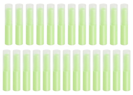 0.14oz Empty Flavored Lip Balm Container Tubes Plastic Homemade Moisturizing Lip Stick with Caps Bulk Fit for Women Adult DIY Making Supplies, 25 Count (Green)-Velvo Beauty