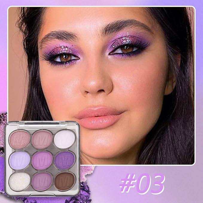 9 Colors Purple Grape Matte Shimmer Eyeshadow Palette for Eye Makeup,High Pigmented Brown Eye Shadow Primers Powder Palet de sombras de ojos-Velvo Beauty