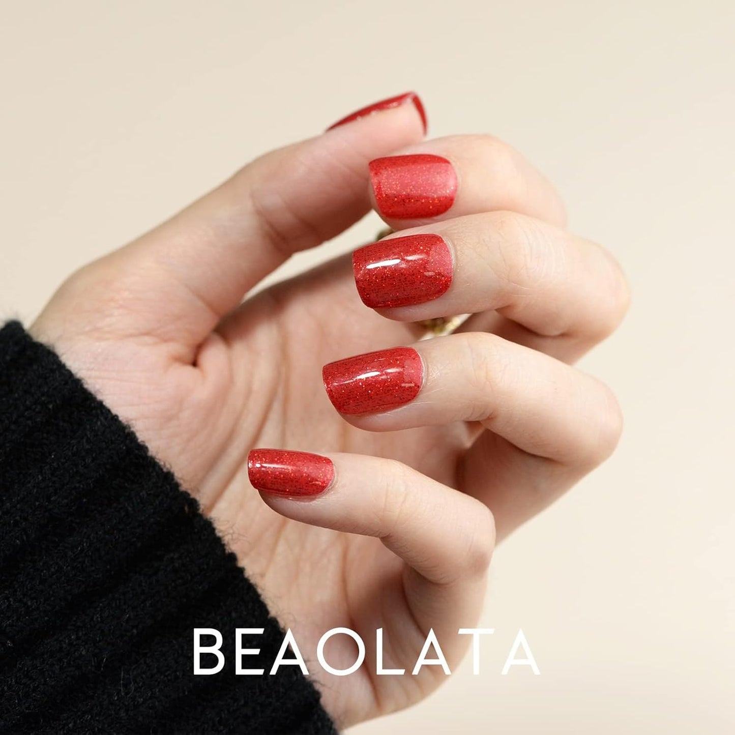 Nail Polish Strips, 32PCS Salon Quality Wraps, Long Lasting Gel Nail Stickers for Women Easy Apply& Remove (Red Velvet Ribbon Glitter)-Velvo Beauty