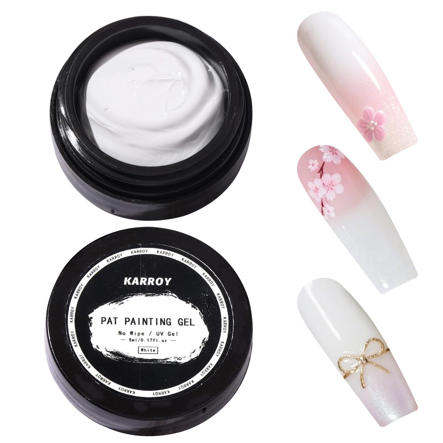 Sponge Pat Paint Nail Gel, Blending Colors Ombre Nails Gradient Gel Nail Blush Blooming Aura Nails Drawing Stripper Floral Painting Nail Art, No Wipe, UV/LED Curing 5ml 1PC (White)-Velvo Beauty