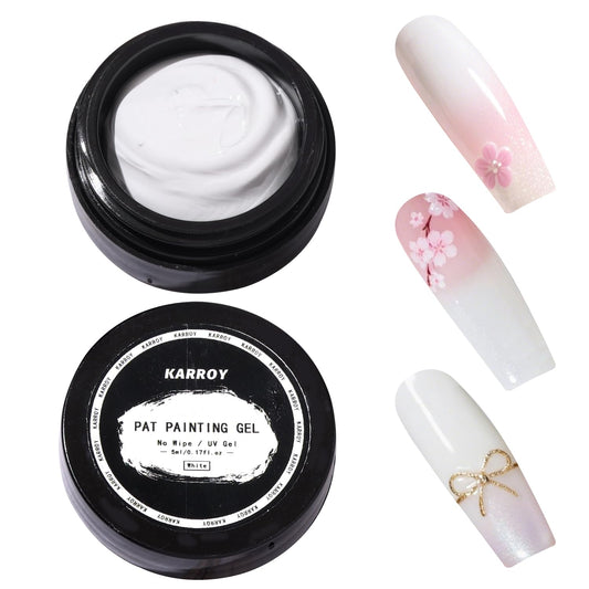 Sponge Pat Paint Nail Gel, Blending Colors Ombre Nails Gradient Gel Nail Blush Blooming Aura Nails Drawing Stripper Floral Painting Nail Art, No Wipe, UV/LED Curing 5ml 1PC (White)-Velvo Beauty