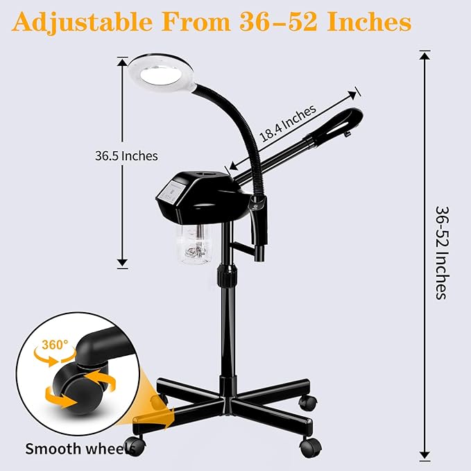 Facial Steamer for Deep Hydration, 2in1 Ozone Face Steamer with 5X Magnifying Lamp, Professional Facial Steamer, Suitable for Home Use or Beauty Spa Deep Cleansing and Hydration-Velvo Beauty