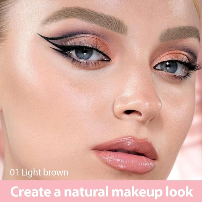 evpct 2Pcs Light Brown Magic Microblading Dual-Ended Eyebrow Contouring Pen Brow Pencil, with 4 Brush Micro-Fork-Tips Applicator and Precise Brush-Tip Hair Like Strokes, Dual-ended Eyebrow Brush-Velvo Beauty