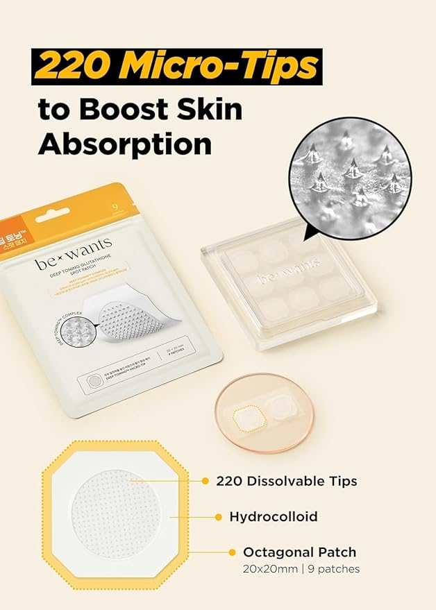 [K-Beauty] Bewants Deep Toning Glutathione Ampoule Serum | Korean Skincare with Vitamin C & Calendula Extract, 1.01 fl.oz & Bewants Deep Toning Glutathione Spot Patch-Velvo Beauty