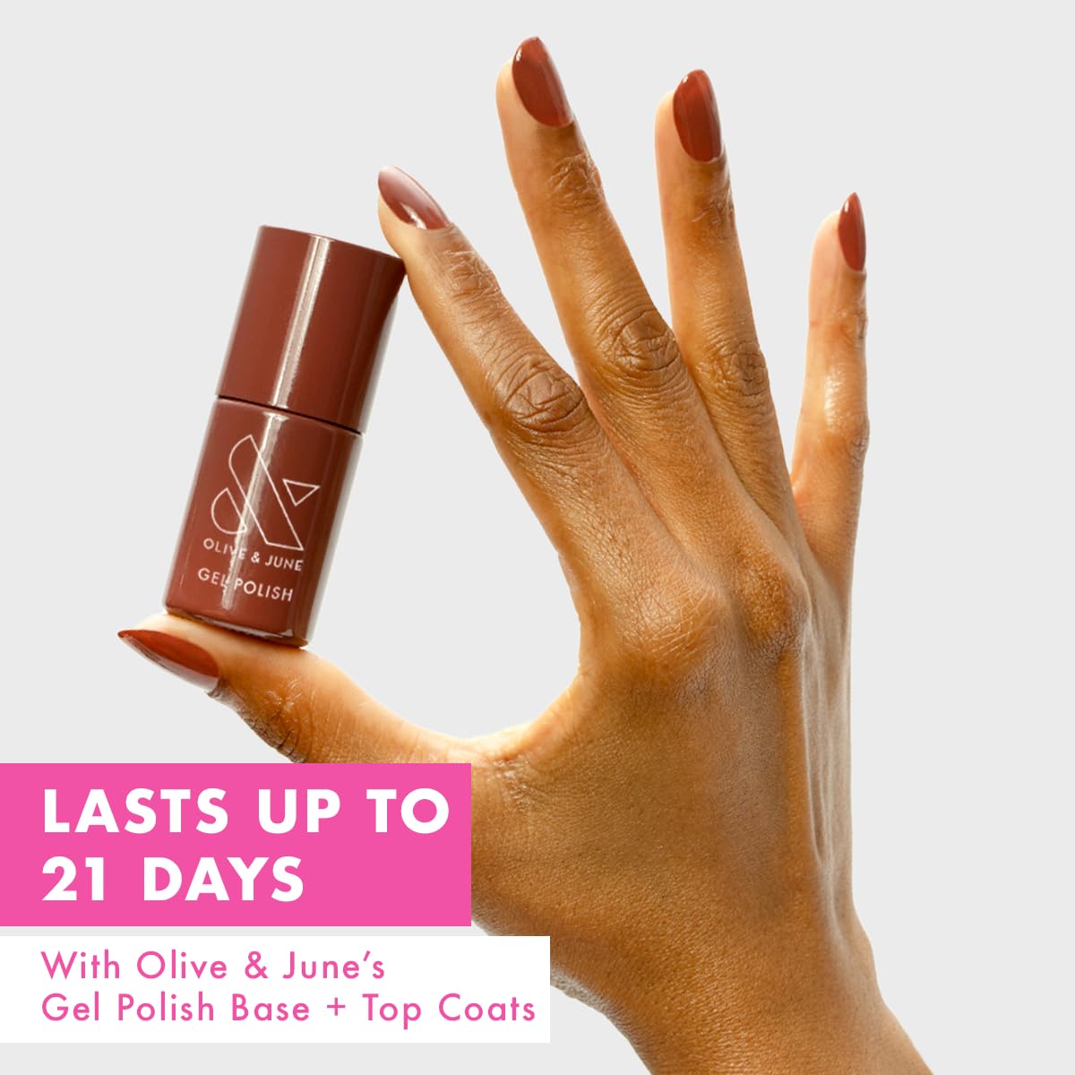 Olive & June Gel Polish | UV LED Nail Lamp Needed | Long Lasting Formula | Up to 21 Days of Wear | Damage-Free Removal | Salon-Quality Manicure, Pedicure at Home | JJ Cinnamon Brown-Velvo Beauty