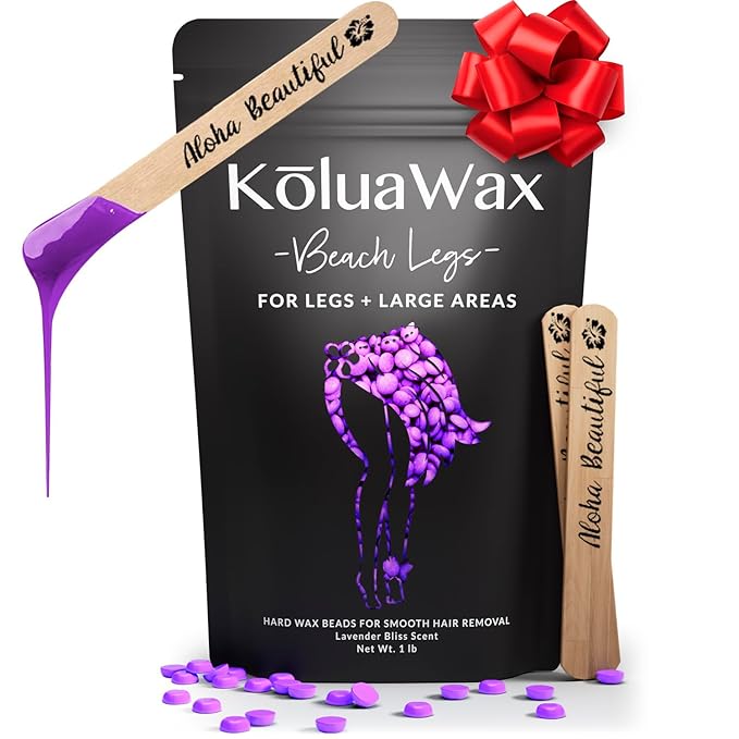 KoluaWax Hard Wax Beads for Hair Removal – Coarse Hair Formula – Face, Brazilian, Underarms, Back Chest, Bikini Waxing – Lavender Bliss, 1lb Refill for Wax Warmers & 10 Large Applicator Sticks-Velvo Beauty