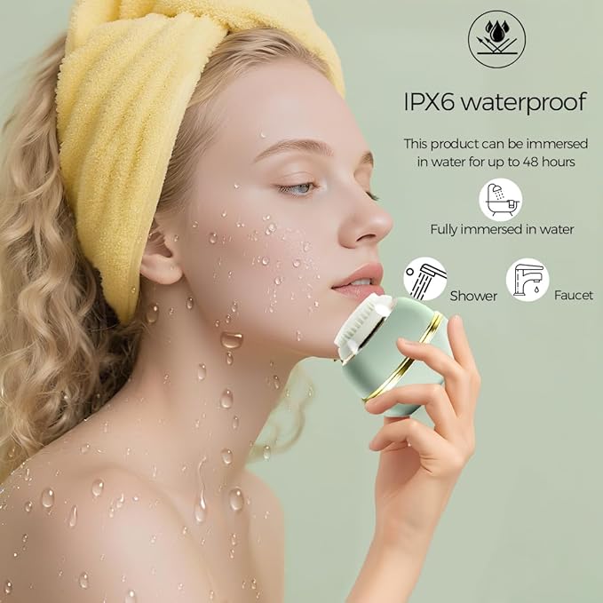 KangGlow Electric Silicone Face Cleansing Brush with UV-C, Sonic Facial Massager with 3 Modes & 3 Brush Heads, Exfoliating & Deep Pore Cleaning, Auto-Drying, Wireless Charging Ket-Velvo Beauty