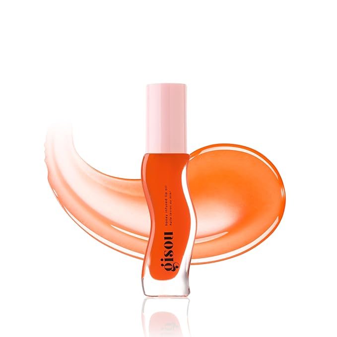 Gisou Honey Infused Hydrating Lip Oil, Nourishing Lip Moisturizer for Dry Lips, High Shine, Smooth Finish, Sheer Hot Coral Shade, Tropical Mango Passion Fruit Scent, Mango Passion Punch, 8ml-Velvo Beauty