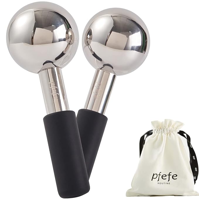 Ice Globes for Face & Eyes, Unbreakable Stainless Steel Cryo Sticks for Beauty Routines, Facials Cold Roller Cooling Globes for Puffiness, Wrinkles, Dark Circles, Headaches-Velvo Beauty