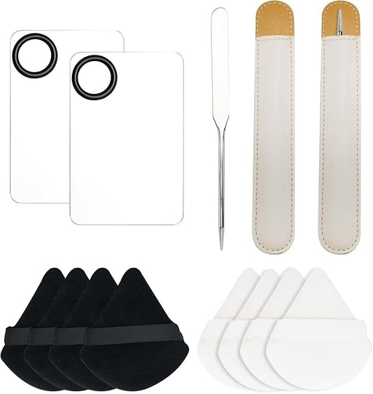 Makeup Spatula and Palette Set Facial Foundation Makeup Tools and Powder Puff Stainless Steel Mixing Spatula for Professional Makeup Nail Art-Velvo Beauty