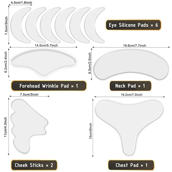 Neck Wrinkle Patches – Reusable Silicone Patches for Chest, Forehead, Under Eye, Neck, Nasolabial Folds – Anti Wrinkle Pads for Firming, Smoothing Fine Lines, Anti-Aging Skincare, 11 Pcs-Velvo Beauty