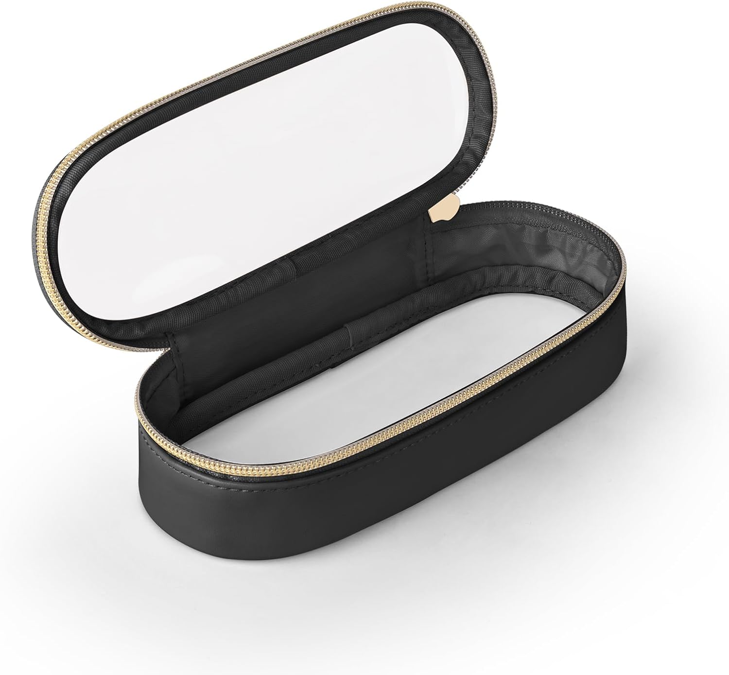 Clear Travel Makeup Brush Holder, Leather Makeup Brush Toiletry Bag, Portable Cosmetic Brush Case, Transparent Waterproof Makeup Brush Storage Bag, Black-Velvo Beauty