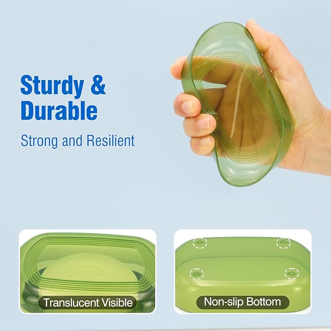 Soap Holder - Portable Travel Soap Case with Draining Layer - Perfect for Bathroom, Gym, Camping, Traveling (Green)-Velvo Beauty