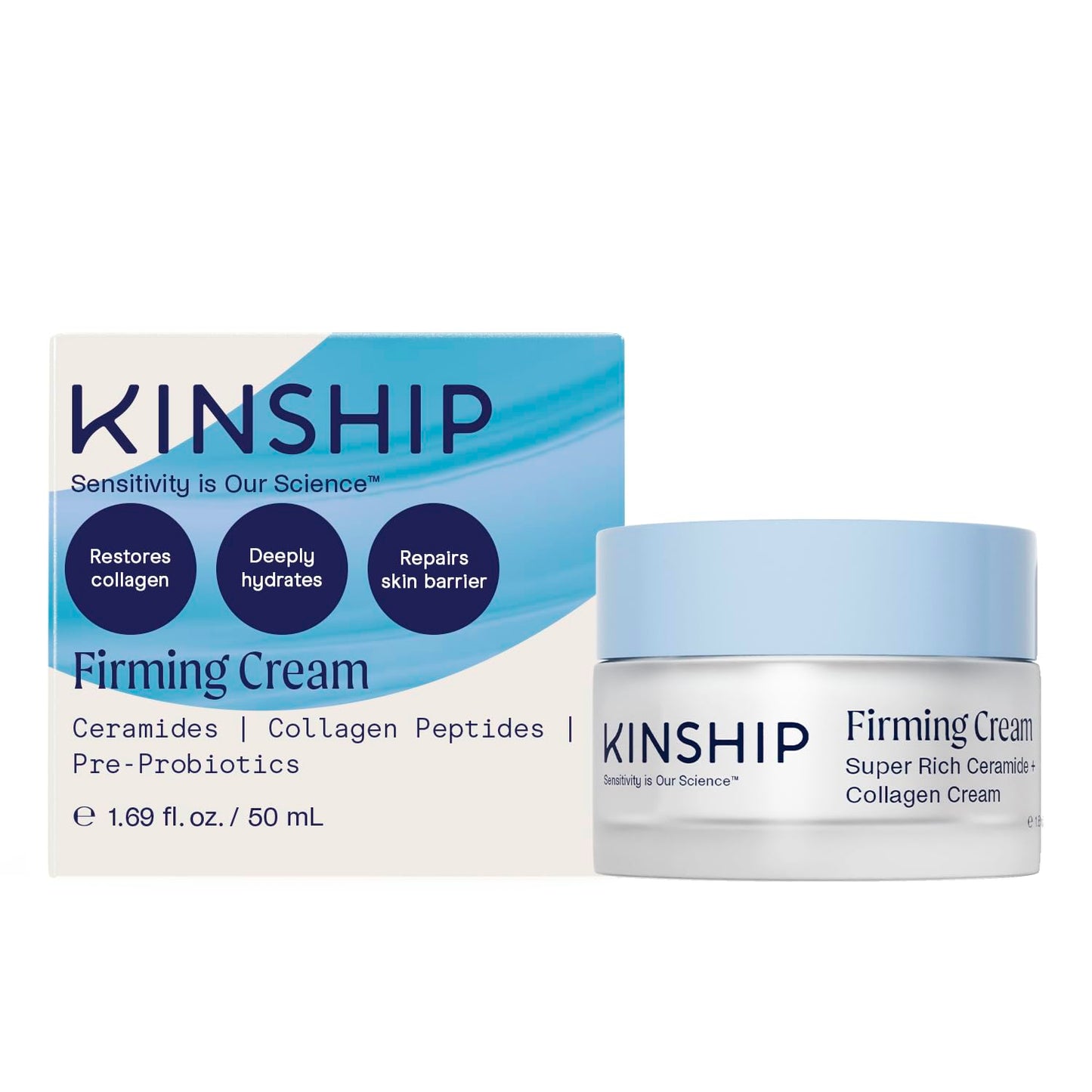 Kinship Super Rich Collagen + Ceramide Firming Cream | Anti Aging, Hydrating Face Moisturizer for Sensitive Skin | Wrinkle Cream - Smooth Fine Lines | Synthetic Fragrance-Free | Derm Approved, (1.7oz)-Velvo Beauty