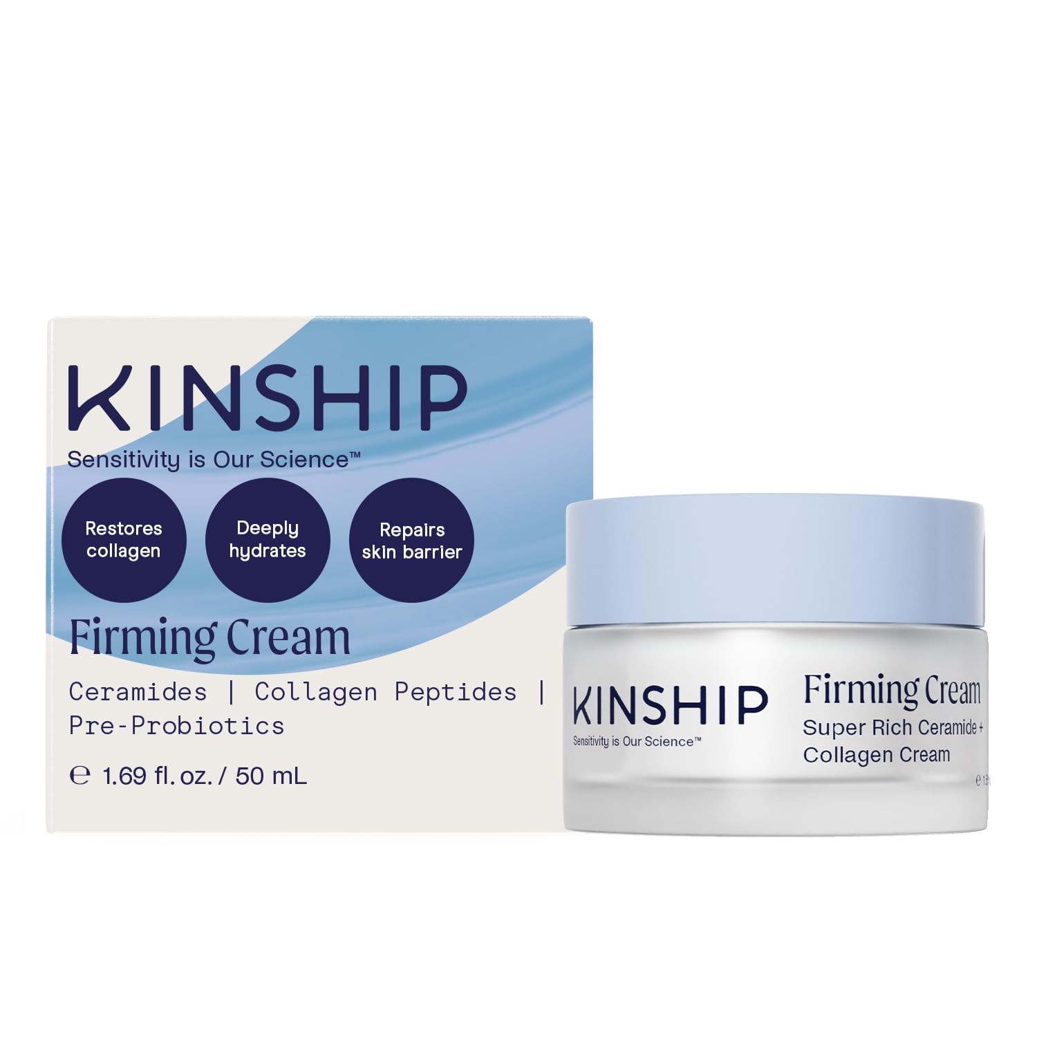 Kinship Super Rich Collagen + Ceramide Firming Cream | Anti Aging, Hydrating Face Moisturizer for Sensitive Skin | Wrinkle Cream - Smooth Fine Lines | Synthetic Fragrance-Free | Derm Approved, (1.7oz)-Velvo Beauty