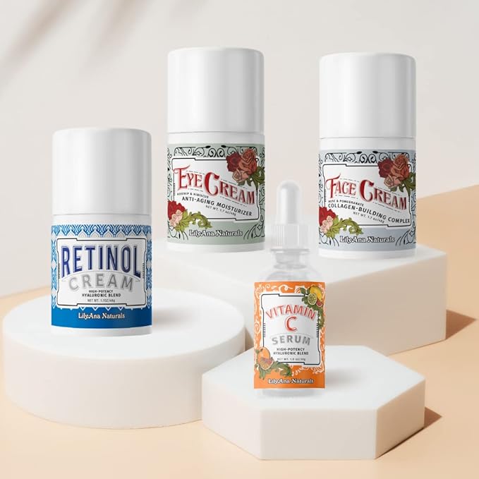LilyAna Naturals Skincare Gift Set - Retinol Cream, Vitamin C Serum, Eye Cream and Face Cream Moisturizer - Anti Aging Skin Care Sets for Women-Velvo Beauty