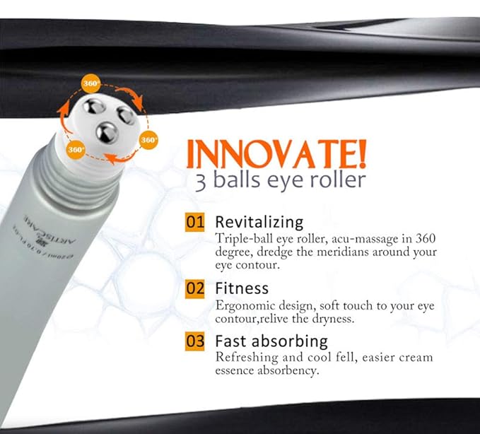 Eye Peptide Serum Eye Massage Roller Nourishing Relieve Loose Eye Bags Dark Circles Eye Skin Care Under Eye Cream for Fine Wrinkles and Puffiness Daily Skincare(Nourishing Grey)-Velvo Beauty