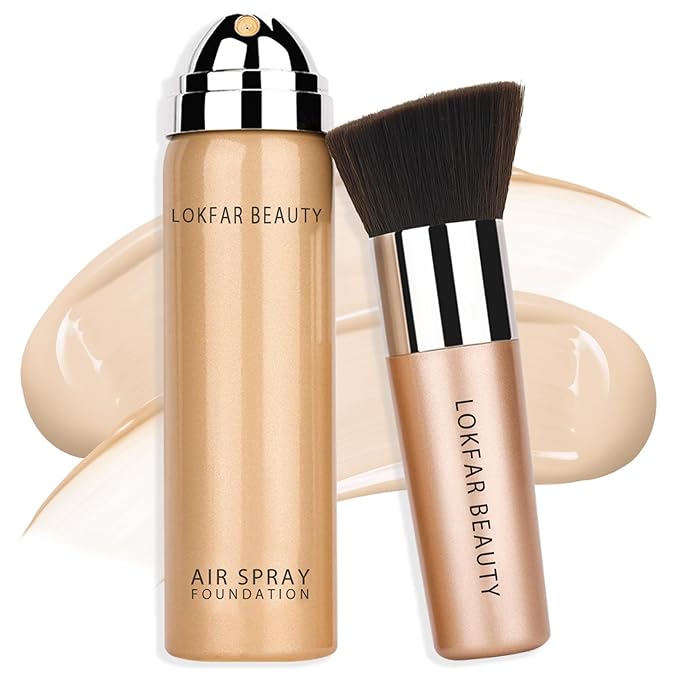 AirBrush Foundation Spray, Silky Mist Foundation Spray Makeup Set with Brush, Full Coverage Foundation for Smooth Radiant Finish, Formula Breathable Lightweight Hydrating | #A06 Pearl-Velvo Beauty