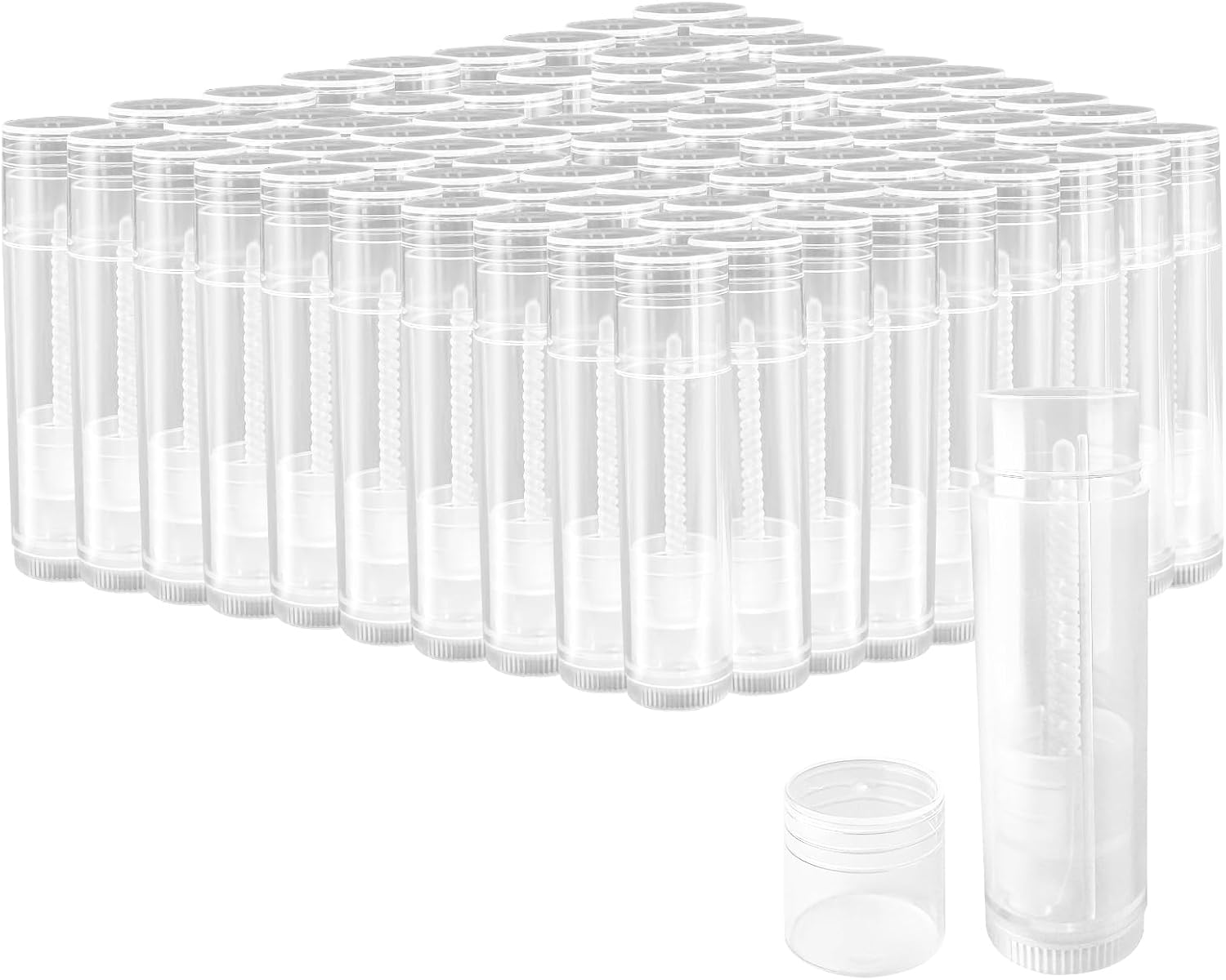 Empty Lip Balm Tubes for DIY Lipstick with Leak-proof Caps, 100-Pack Lip Balm Containers BPA Free, White-Velvo Beauty