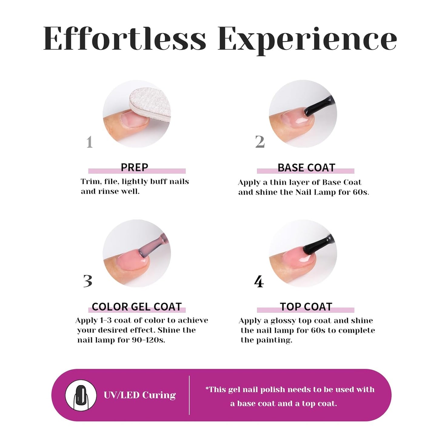 Glitter Gel Nail Polish,Sparkly Shimmer Fuchsia Gel Polish, 15ml UV/LED Soak Off Purple Gel Polish for Manicure Salon or DIY Nail Art at Home,Women Girls Gift - GP0092-Velvo Beauty