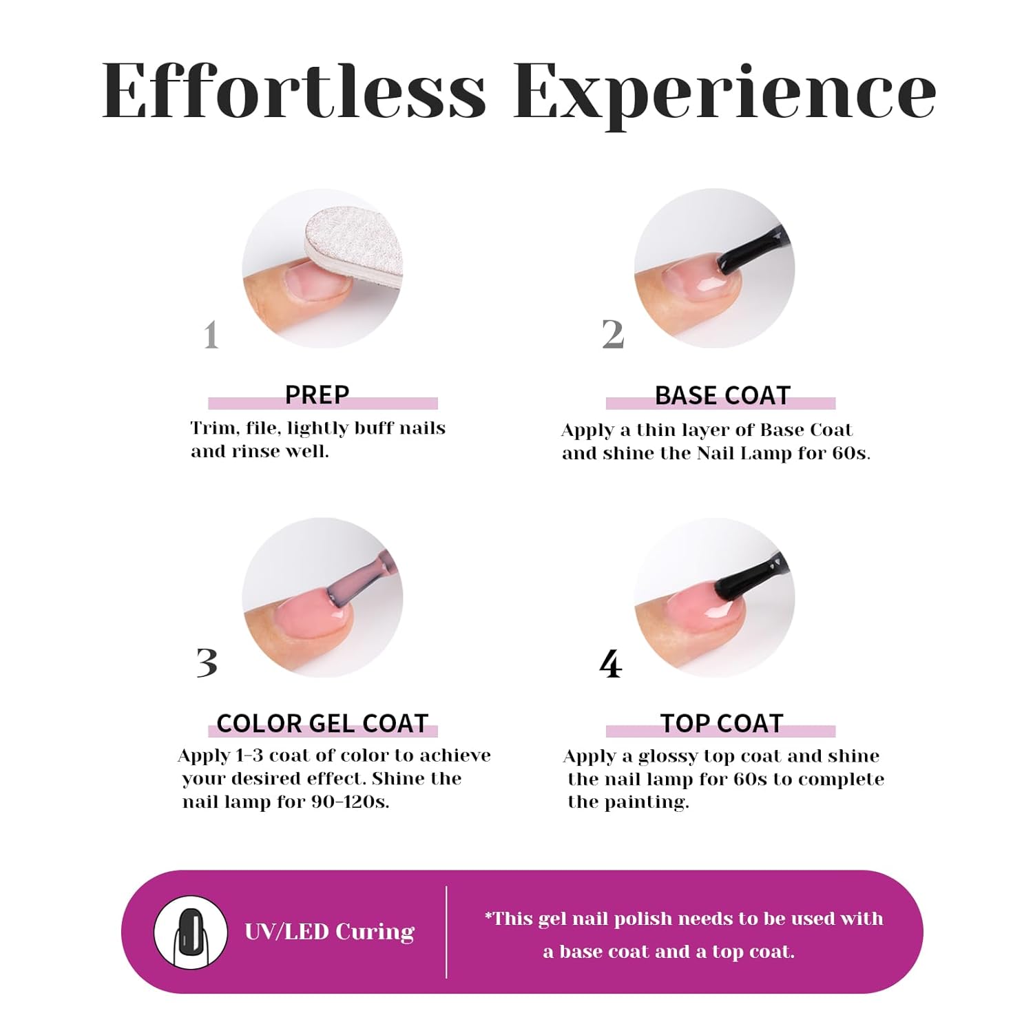 Glitter Gel Nail Polish,Sparkly Shimmer Fuchsia Gel Polish, 15ml UV/LED Soak Off Purple Gel Polish for Manicure Salon or DIY Nail Art at Home,Women Girls Gift - GP0092-Velvo Beauty