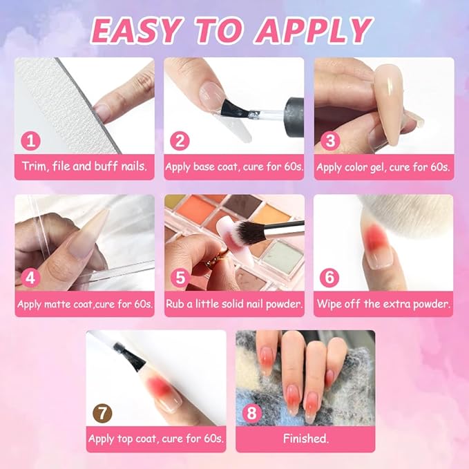 Neon Phosphor Nail Powder Set - 10 Colors, Fluorescent Glitter Gradient, Iridescent Rubbing Dust, Ombre Brush for DIY Nail Art-Velvo Beauty