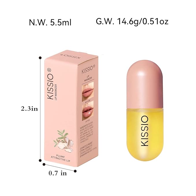 KISSIO Lip Plumper,Natural Lip Plumper for Day Use,Lip Plumping Gloss Make Lips Fuller and Moisturizing 5.5ml-Velvo Beauty