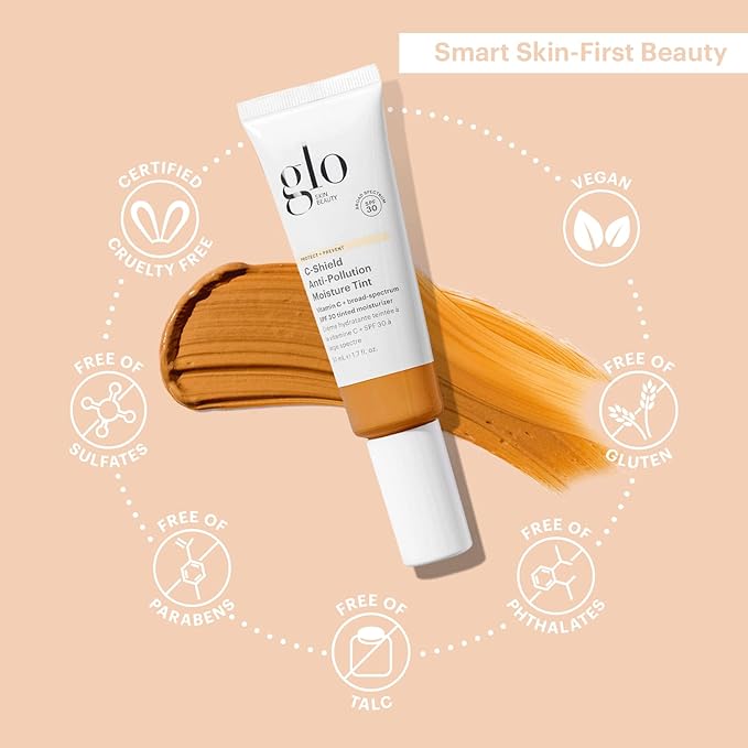 Glo Skin Beauty C-Shield Anti-Pollution Moisture Tint - Tinted Moisturizer With SPF 30 for Face, Broad Spectrum Protection & Vitamin C, 1.7 Oz (7W-Dark)-Velvo Beauty