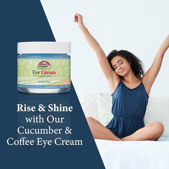 South Beach Herbals Cucumber & Coffee Anti Aging Eye Cream - Brightening and Tightening Anti Wrinkle Under Eye Treatment for Women and Men - Eye Cream for Dark Circles and Puffiness (2 oz.)-Velvo Beauty