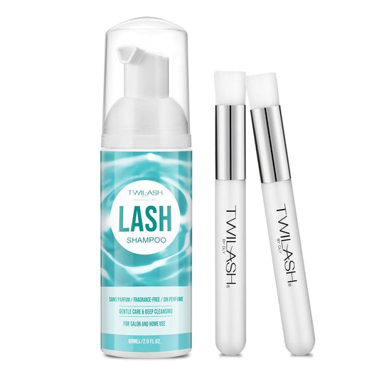 Lash Shampoo for Lash Extensions 2 Fl Oz / 60ml - Includes 2 Lash Shampoo Brushes for Cleansing - Eyelash Extension Cleanser for Professional Salon and Home Use (Unscented-60ml)-Velvo Beauty