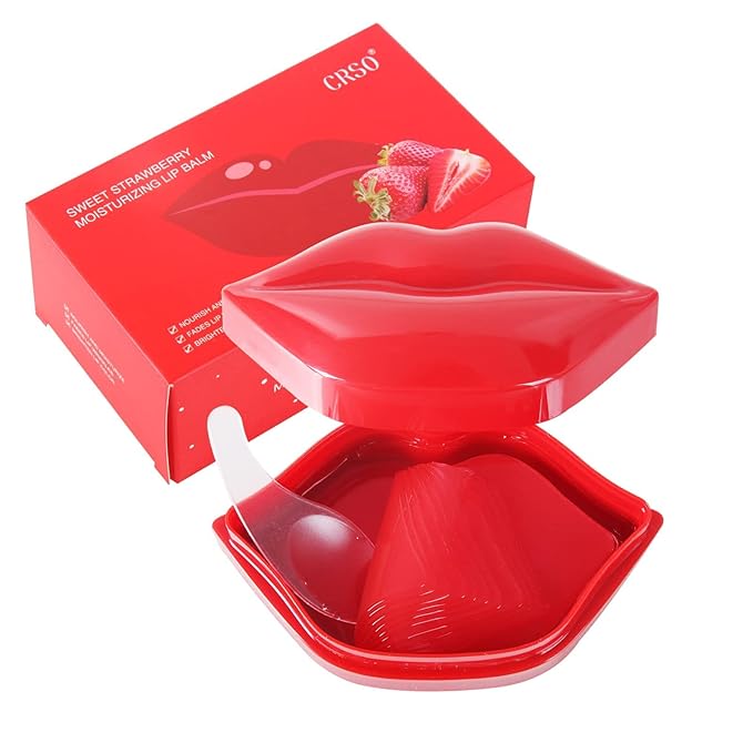 Lip Masks Sheet,Moisturizing Crystal Collagen Gel,Anti-Aging Lip Patches Reduces Lip Lines,Plump Dry Lips Overnight Lip Care,Fall/Winter Collagen Lip Sleep Mask 20 Packs with Box,Red-Velvo Beauty