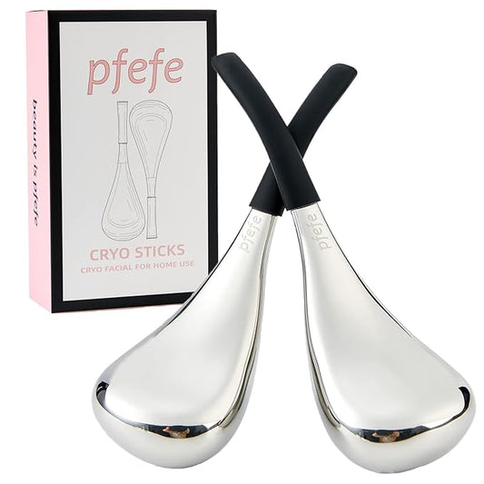 Ice Globes Facial Skin Care Tools for Women Face Eyes, Stainless Steel Face Beauty Cryo Sticks for Girls Ladies, Esthetician Supplies Cooling Spa Globes Cold Roller with Storage Case-Velvo Beauty