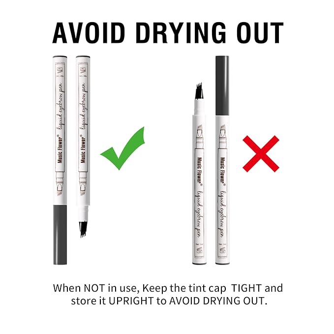 Music Flower Eyebrow Pen, Liquid Eyebrow pen, Waterproof Brow Pencil with Micro-Fork Tip, Smudgeproof Long Lasting Fine Sketch Microblading Pen-Dark grey-Velvo Beauty