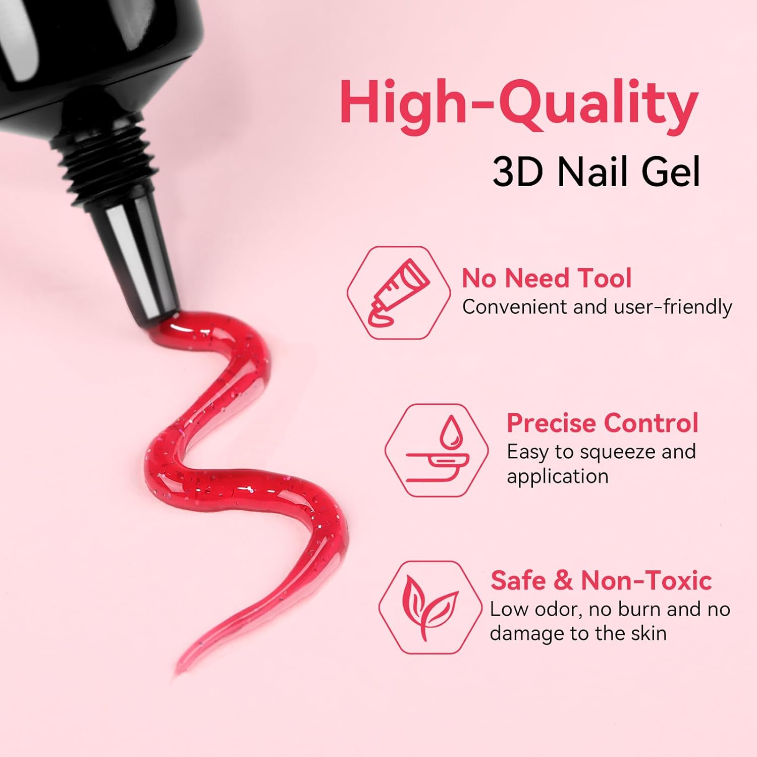 Makartt 3D Gel Nail Art: 3D Sculpting Gel for Nail Art Design 15ml 3 in 1 No Wipe Gel Polish for Drawing Carving Nails Gel, Molding Embossed Gels for Nail Decoration DIY Manicure - Glistening Cheer-Velvo Beauty