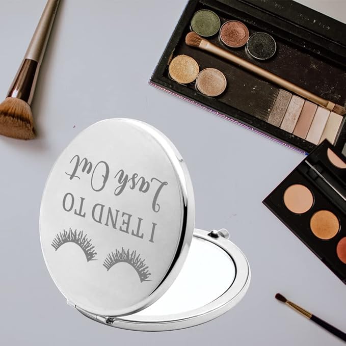 TGBJE Eye Lash Pocket Mirror Lashes Girl Gift I TEND to Lash Out Compact Mirror for Women Girls Beautician Gift (lash out mirror)-Velvo Beauty