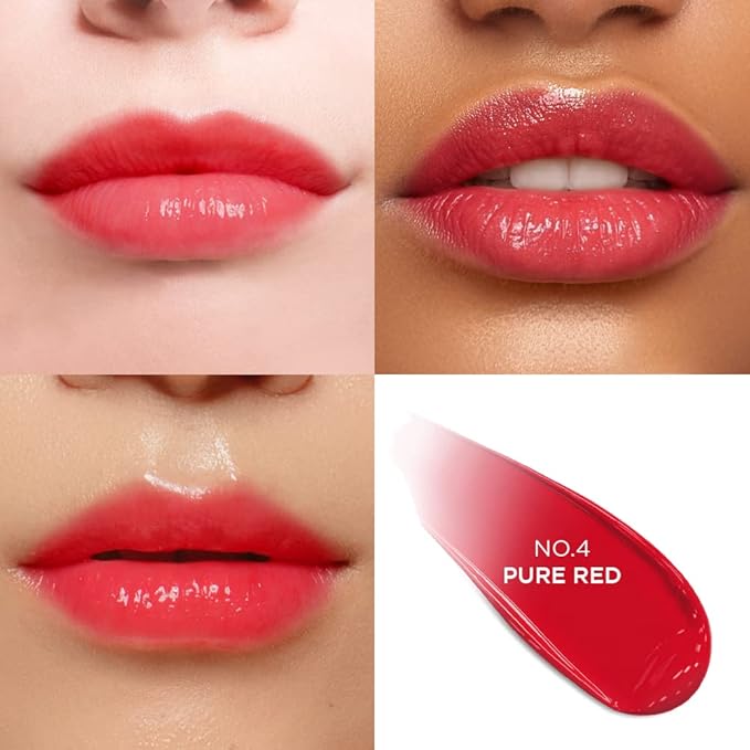 DEWYCEL TINTOURING BALM | #4 PURE RED | Non-Sticky Moisturizing & Hydrating Tinted Lip Balm for Chapped Lips | Natural Color Lip Glow Balm-Velvo Beauty