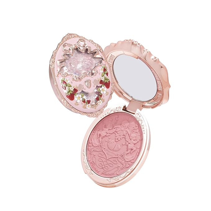 Flower Knows Strawberry Rococo Embossed Blush;Pink Matte Finish;Buildable & Blendable Powder Blush for cheeks,Natural Flush for All Skin Tones(03 Classic Ballet, 5g)-Velvo Beauty