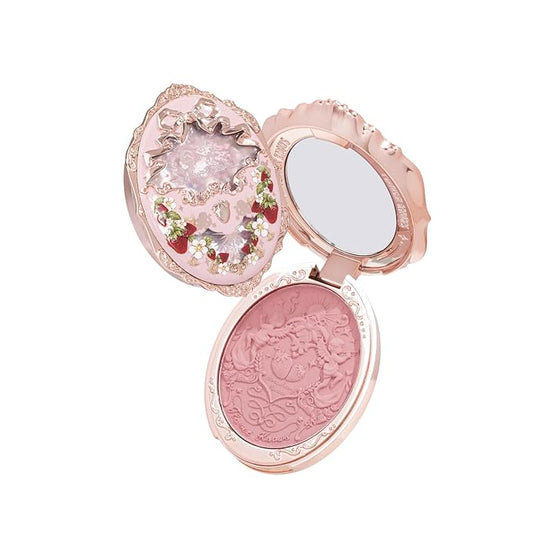 Flower Knows Strawberry Rococo Embossed Blush;Pink Matte Finish;Buildable & Blendable Powder Blush for cheeks,Natural Flush for All Skin Tones(03 Classic Ballet, 5g)-Velvo Beauty