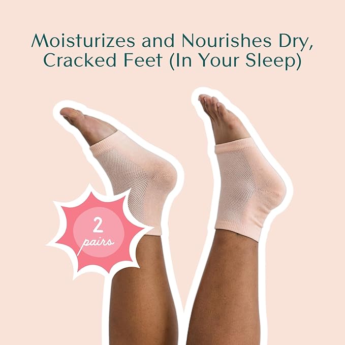 Bare August Moisturizing Heel-Repair Gel Socks – Overnight Spa Sleep Socks for Dry, Cracked Heels & Soft Feet-Velvo Beauty