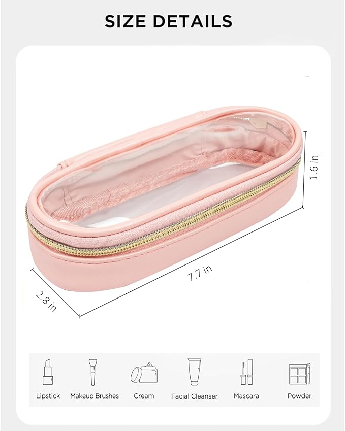 Clear Makeup Bag Small, TSA Approved Portable Toiletry Bag with Zipper Cosmetic Travel Bag Makeup Organizer Case Mini Makeup Pouch for Purse Car Organizer Bag for Women Men-Velvo Beauty