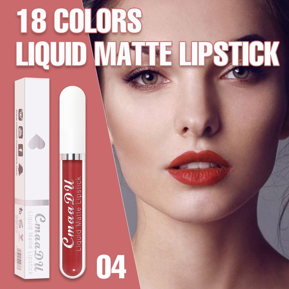 evpct 1Pcs Orange Red Liquid Matte Lipstick Lipgloss Set for Women, labiales mate 24 horas originales matte larga duracion 24 Hour Lipstick Lip Stains Long Lasting Waterproof 24, 04#-Velvo Beauty