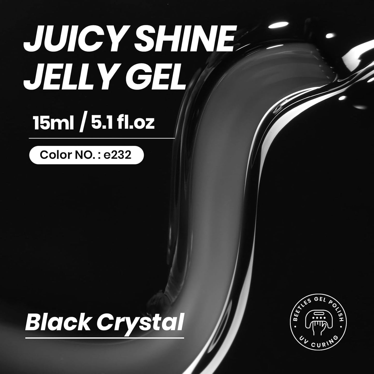 Beetles Black Jelly Gel Nail Polish - 15ML Sheer Black Gel Polish Neutral Jelly Translucent Effect Soak Off UV French Nail Art DIY Home Manicure Gift for Women-Velvo Beauty
