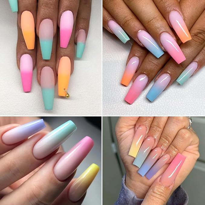 Neon Phosphor Nail Powder Set - 10 Colors, Fluorescent Glitter Gradient, Iridescent Rubbing Dust, Ombre Brush for DIY Nail Art-Velvo Beauty