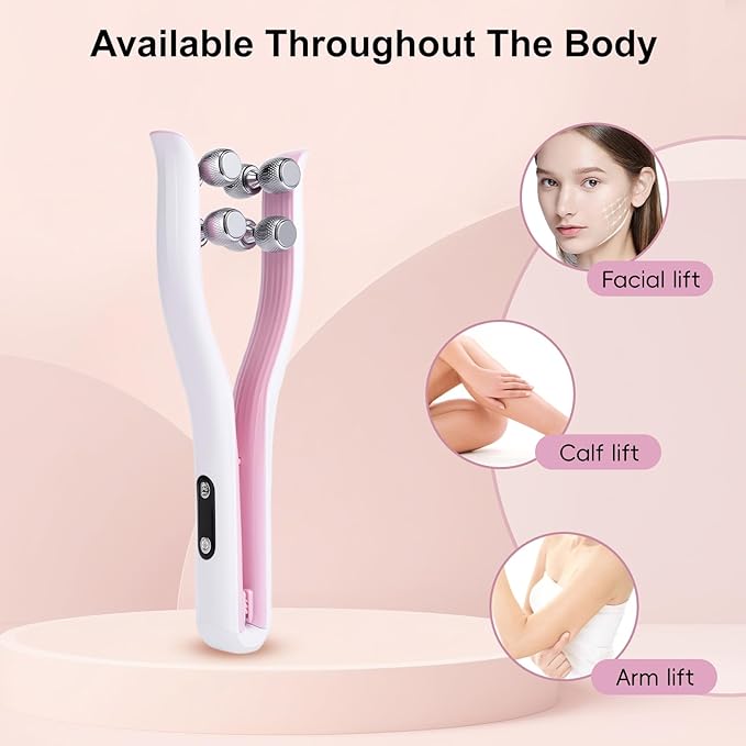 2025 Multi-Functional Face Lifting Device, V Roller Face Lift, Tightening, Skin Care, Double-Sided Roller Design, Type-C Fast Charging, Portable Beauty Device with 3 Adjustable Settings (White)-Velvo Beauty