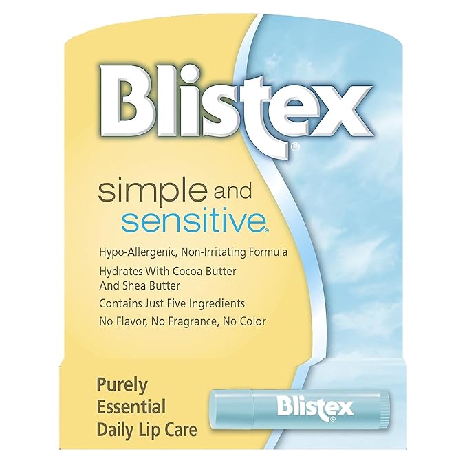 Blistex Simple and Sensitive Hypo-allergenic, Non-irritating Lip Moisturizer, (5-pack)-Velvo Beauty