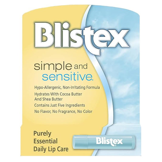 Blistex Simple and Sensitive Hypo-allergenic, Non-irritating Lip Moisturizer, (5-pack)-Velvo Beauty